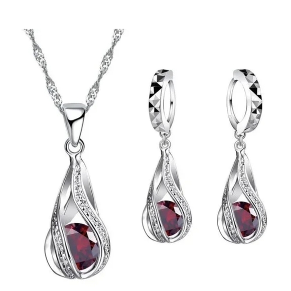 Hand Crafted Jewelry - Sterling Silver Wedding Jewelry SetforWomen,SwirlingWaterDropp,Bridal,925STAMPED